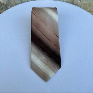 Vintage Jacques Corbeau Men’s Neck Tie – Brown Tan Striped – 1970s/80s Polyester